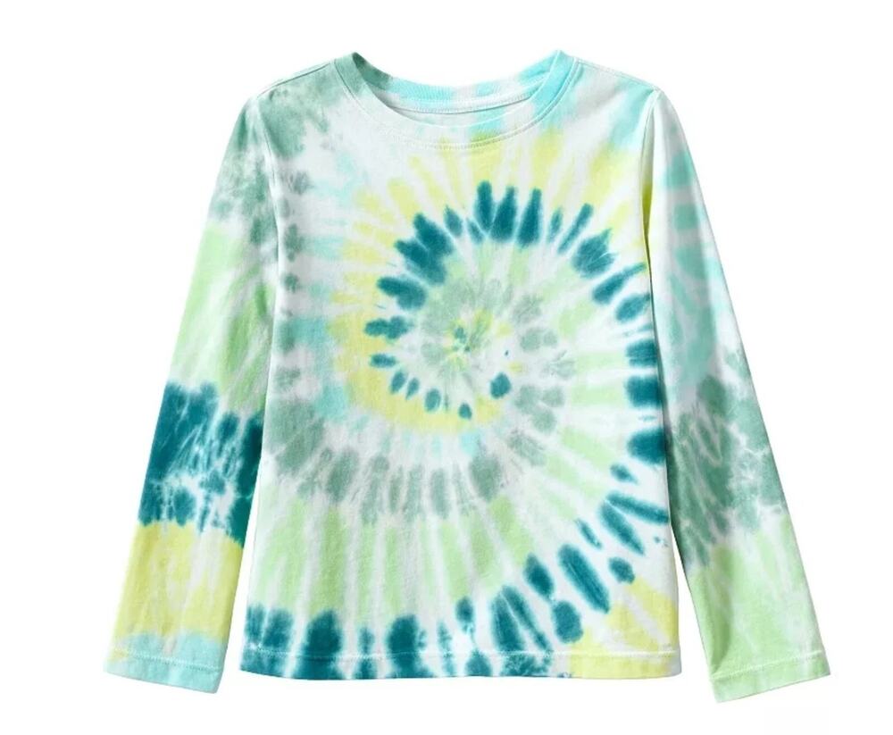NWT Lands' End Swirl Tie Dye Top Long Sleeve Crewneck Tee Multicolor Kids Size S